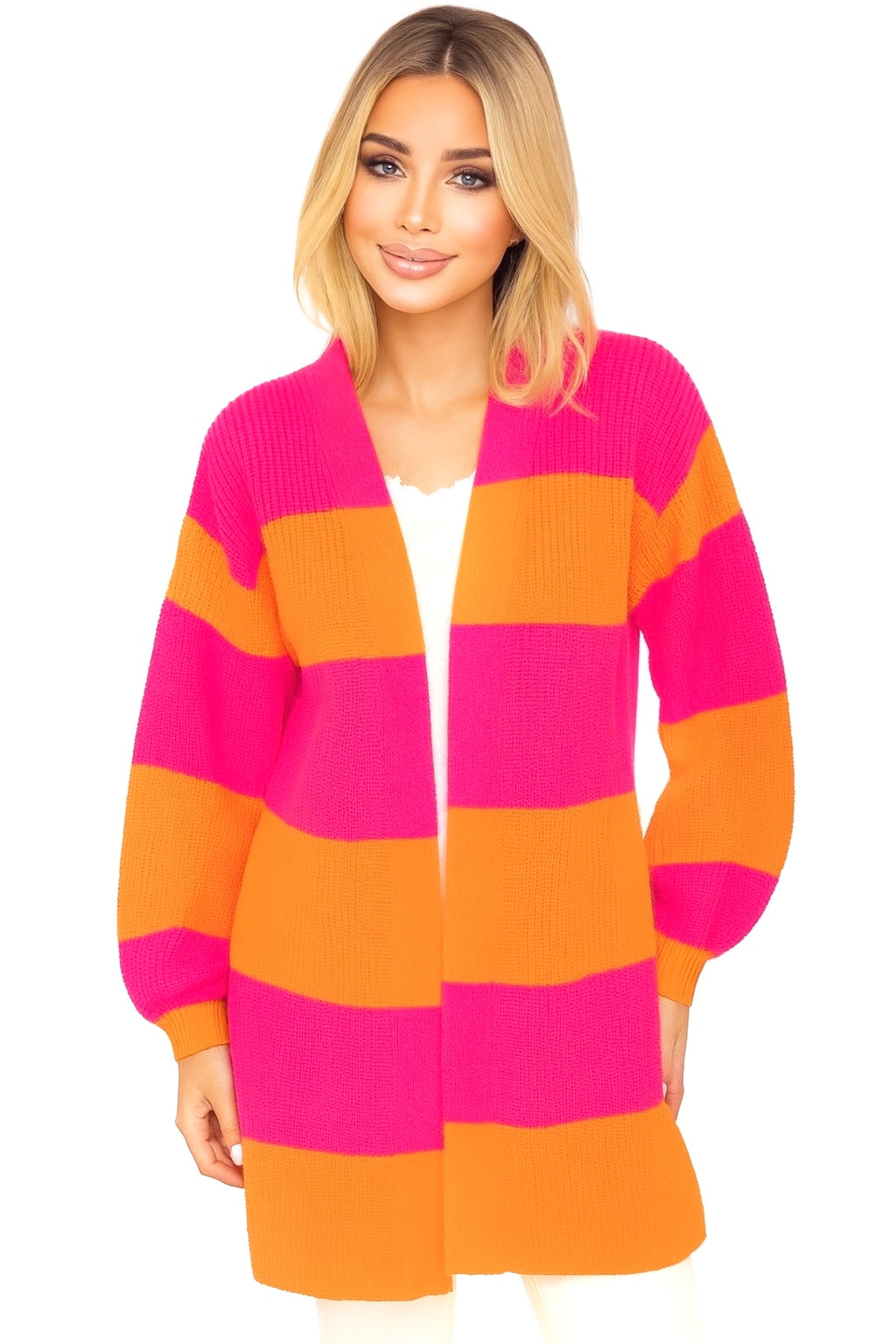 Zwillingsherz Hochwertige Strickjacke/Cardigan Katja - Pink/Orange