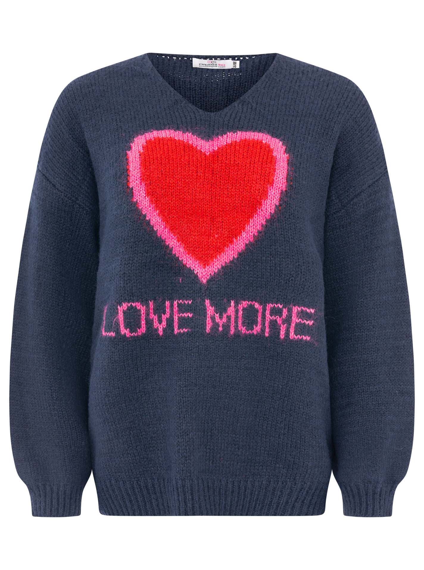 Zwillingsherz - Oversize Pullover "Love More" - Marine