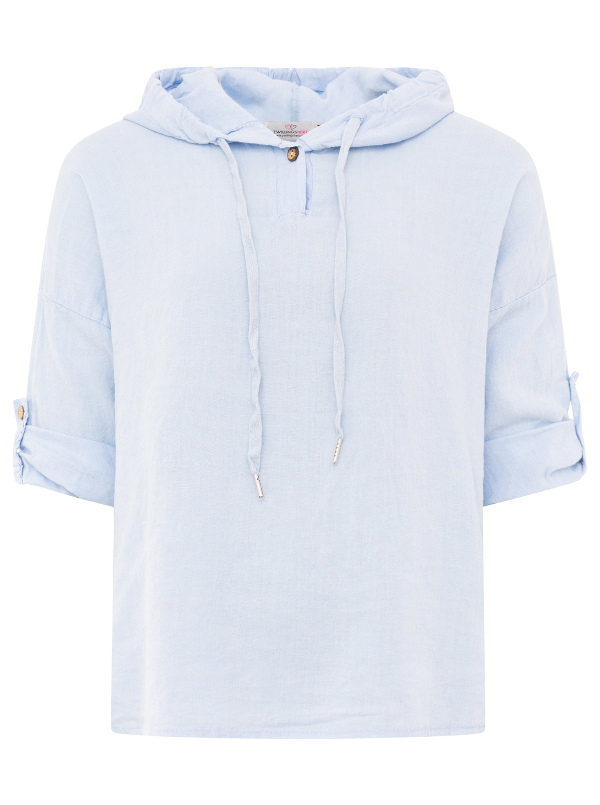 Zwillingsherz - Leinen Kapuzenbluse "Sommer" - Hellblau