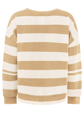 Zwillingsherz Oversize Sweatshirt Herbststreifen Beige