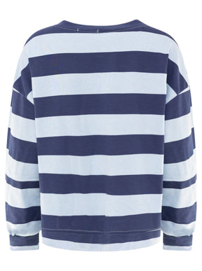 Zwillingsherz Oversize Sweatshirt Herbststreifen Blau