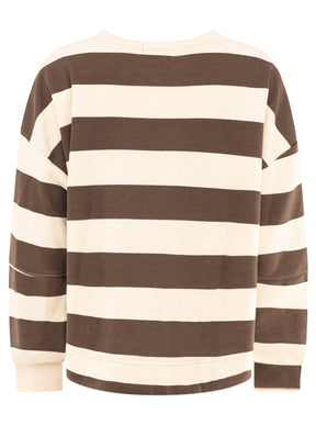 Zwillingsherz Oversize Sweatshirt Herbststreifen Braun