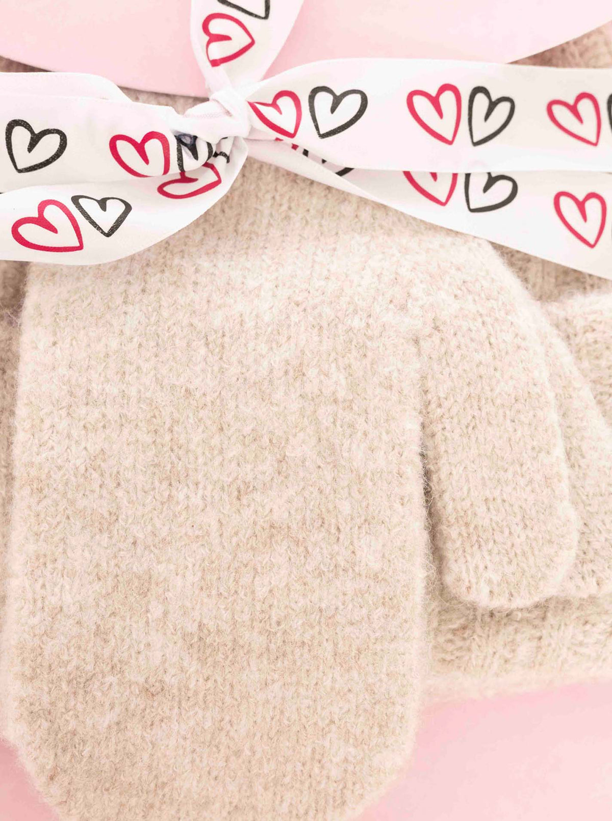 Zwillingsherz - Geschenk Set Mütze & Fäustlinge - Hellbeige