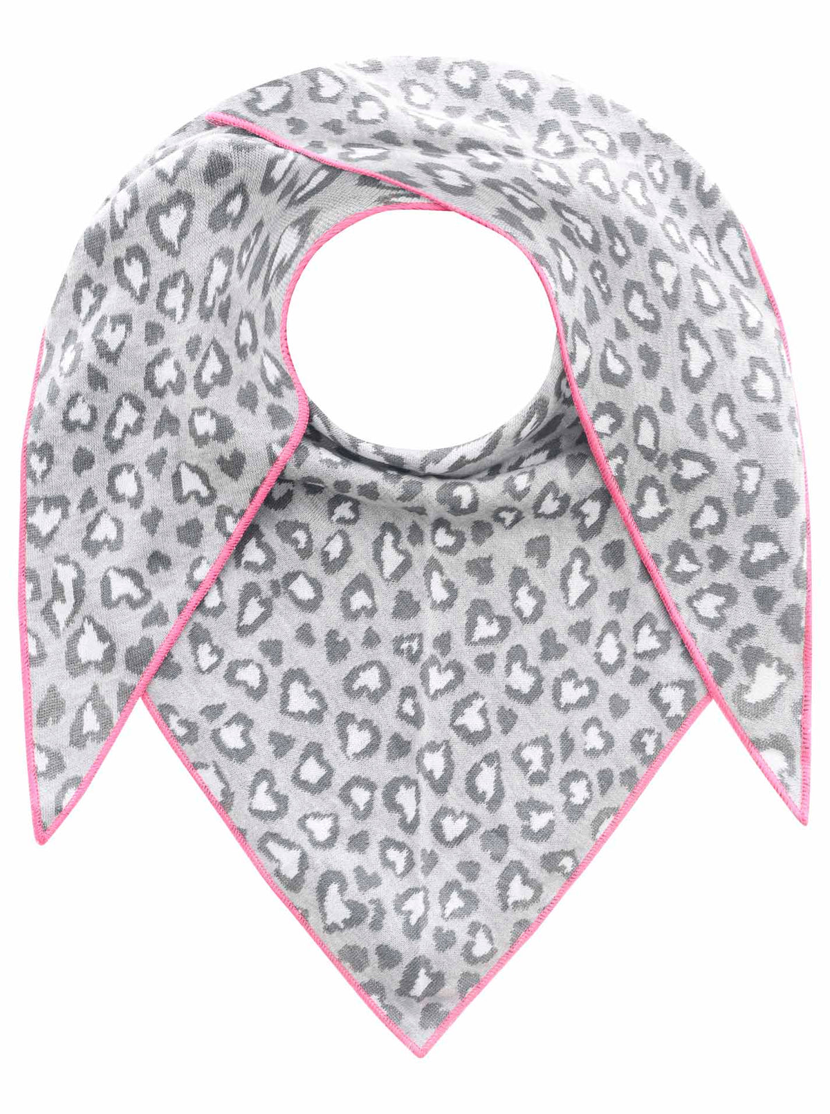 Zwillingsherz Schal - Dreieckstuch "Leo Herz" Baumwolle - Grau/Pink