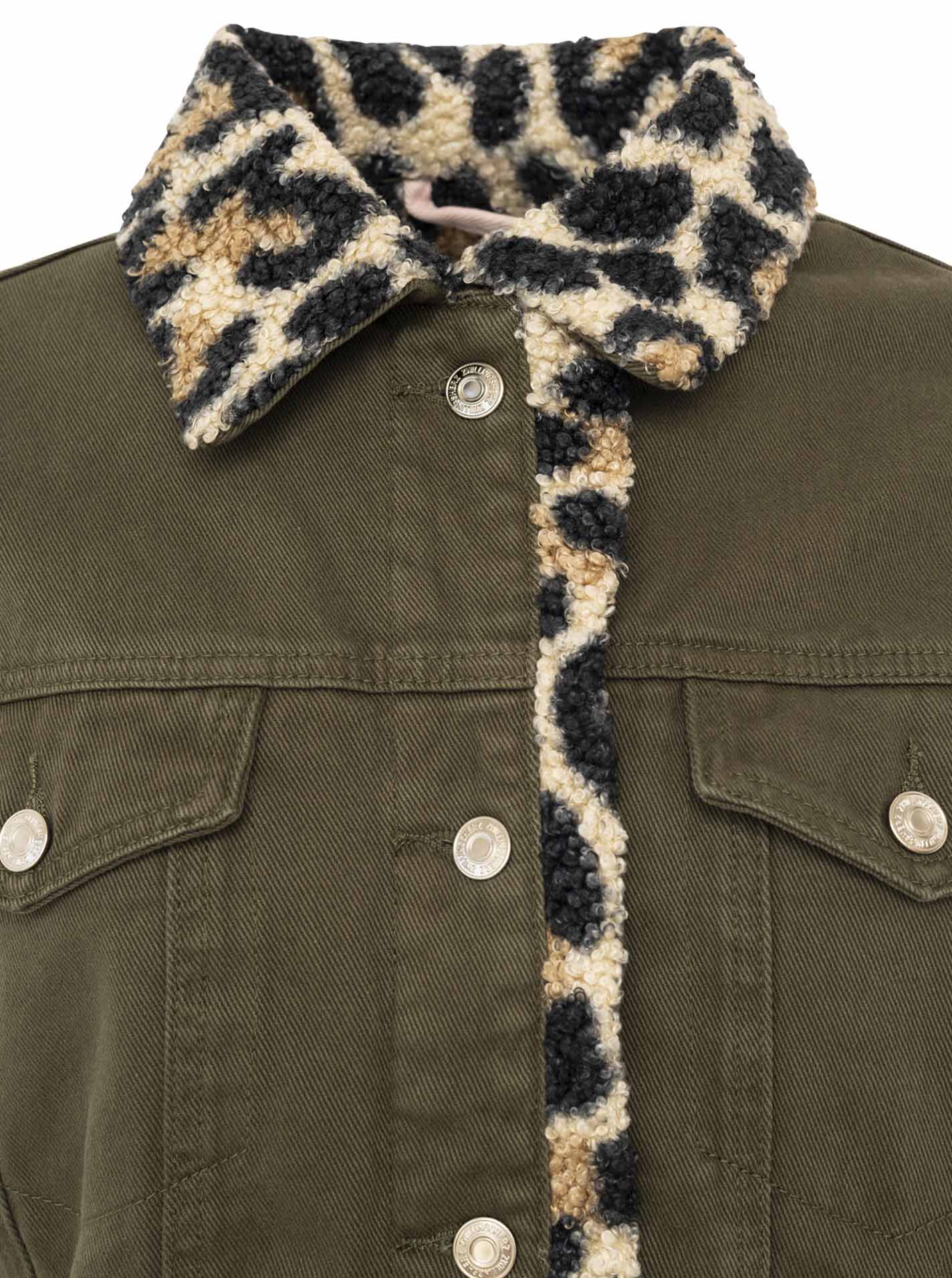 Zwillingsherz - Jeansjacke "Leo Teddy" - Olive