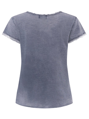 Zwillingsherz -  Oversized T-Shirt "Positive Mind" V-Ausschnitt - Navy