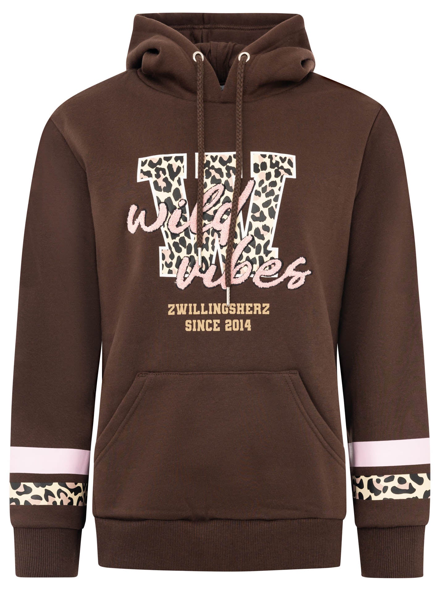 Zwillingsherz Hoodie Wild Vibes College Dunkelbraun Rückseite