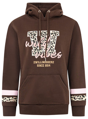 Zwillingsherz Hoodie Wild Vibes College Dunkelbraun Rückseite