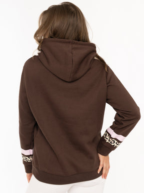 Zwillingsherz Hoodie Wild Vibes College Dunkelbraun Detail