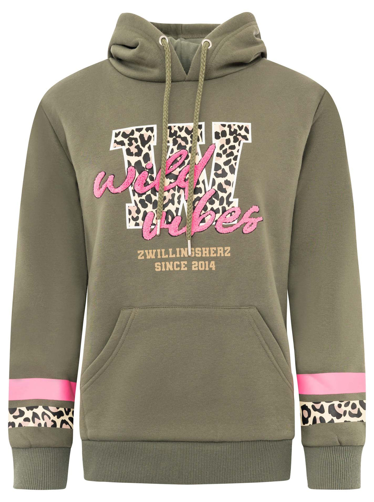 Zwillingsherz Hoodie Wild Vibes College Khaki Rückseite