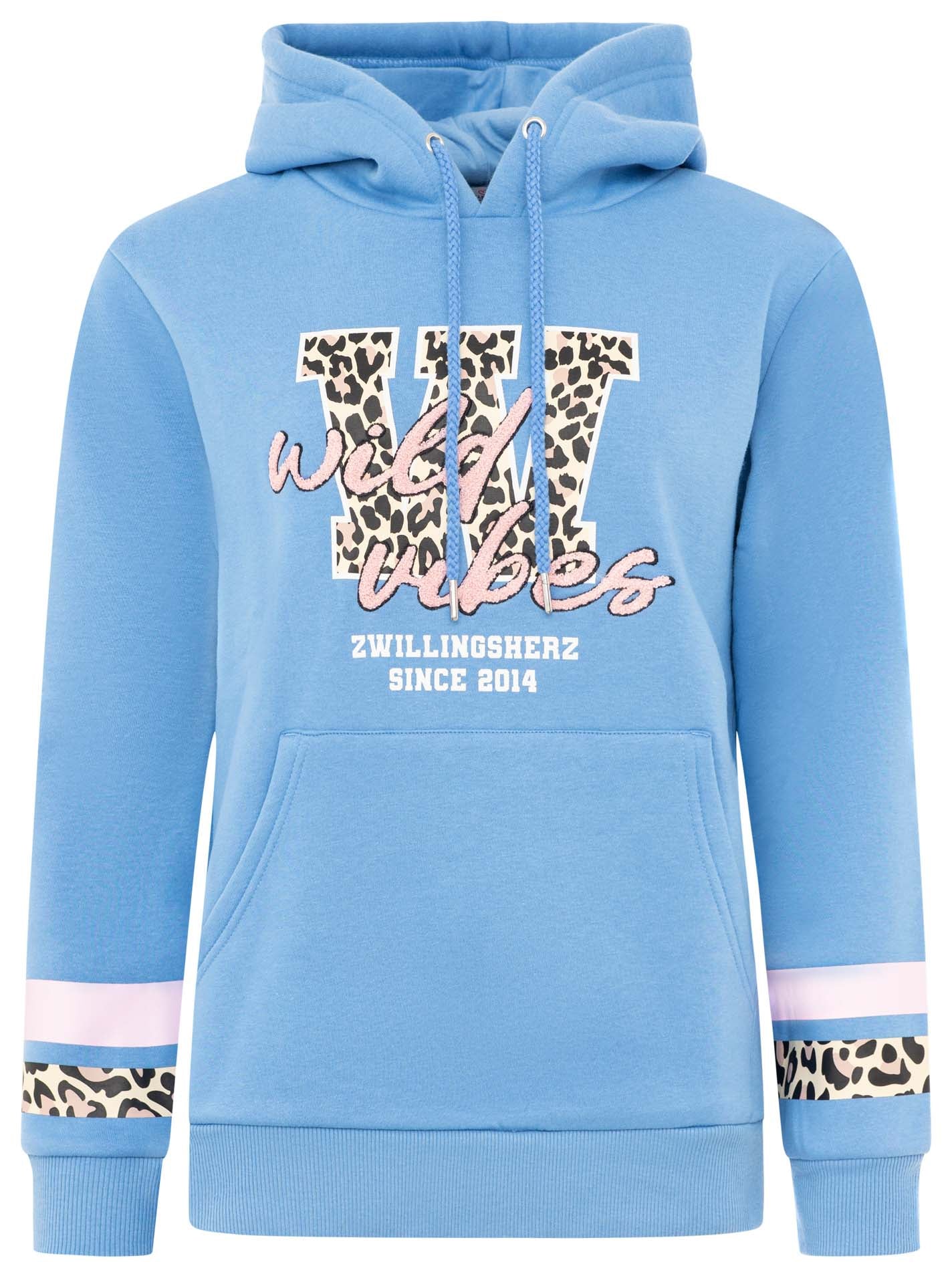 Zwillingsherz Hoodie Wild Vibes College Mittelblau Rückseite