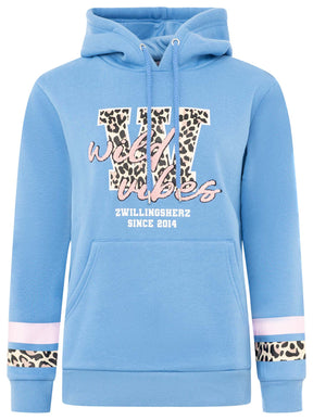 Zwillingsherz Hoodie Wild Vibes College Mittelblau Rückseite