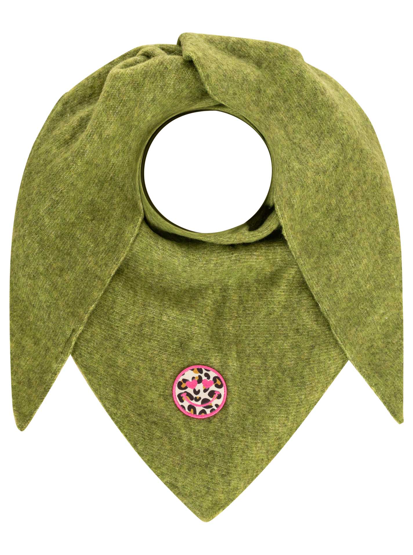 Zwillingsherz Dreieckstuch Wollmix Uni Patch Olive