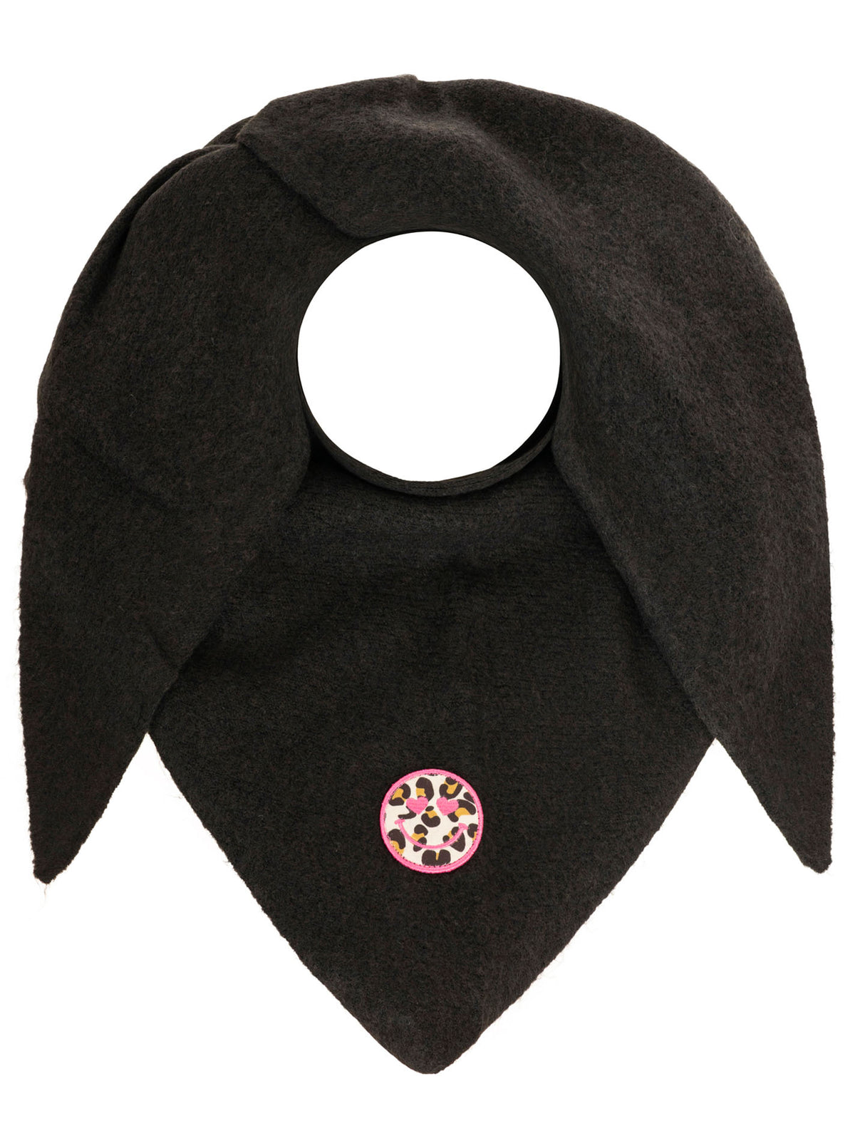 Zwillingsherz Dreieckstuch Wollmix Uni Patch Schwarz