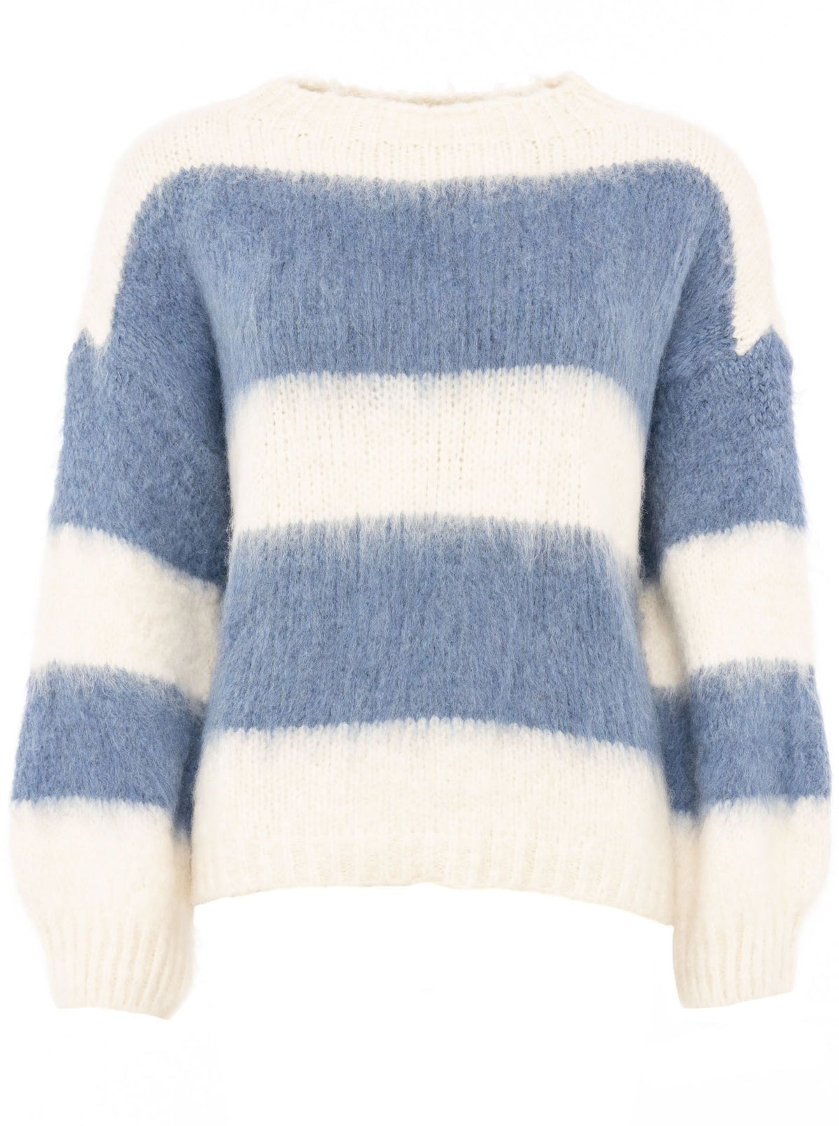 Zwillingsherz Weicher Oversize Pullover mit Streifen - Blau