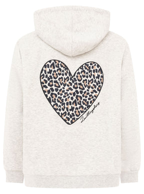 Oversized Hoody Leo Herz Hellgrau Rückansicht