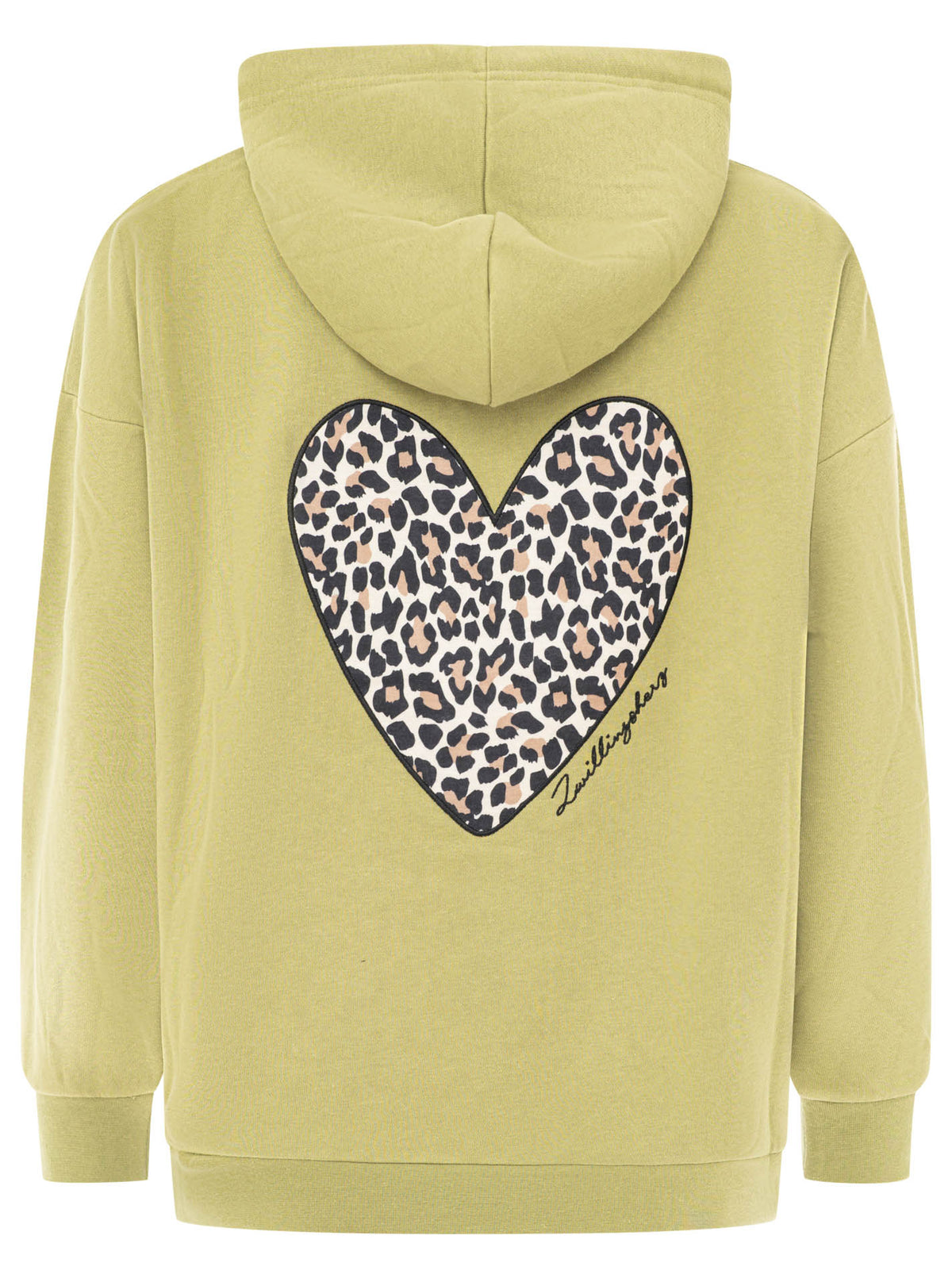 Oversized Hoody Leo Herz Olive Rückansicht