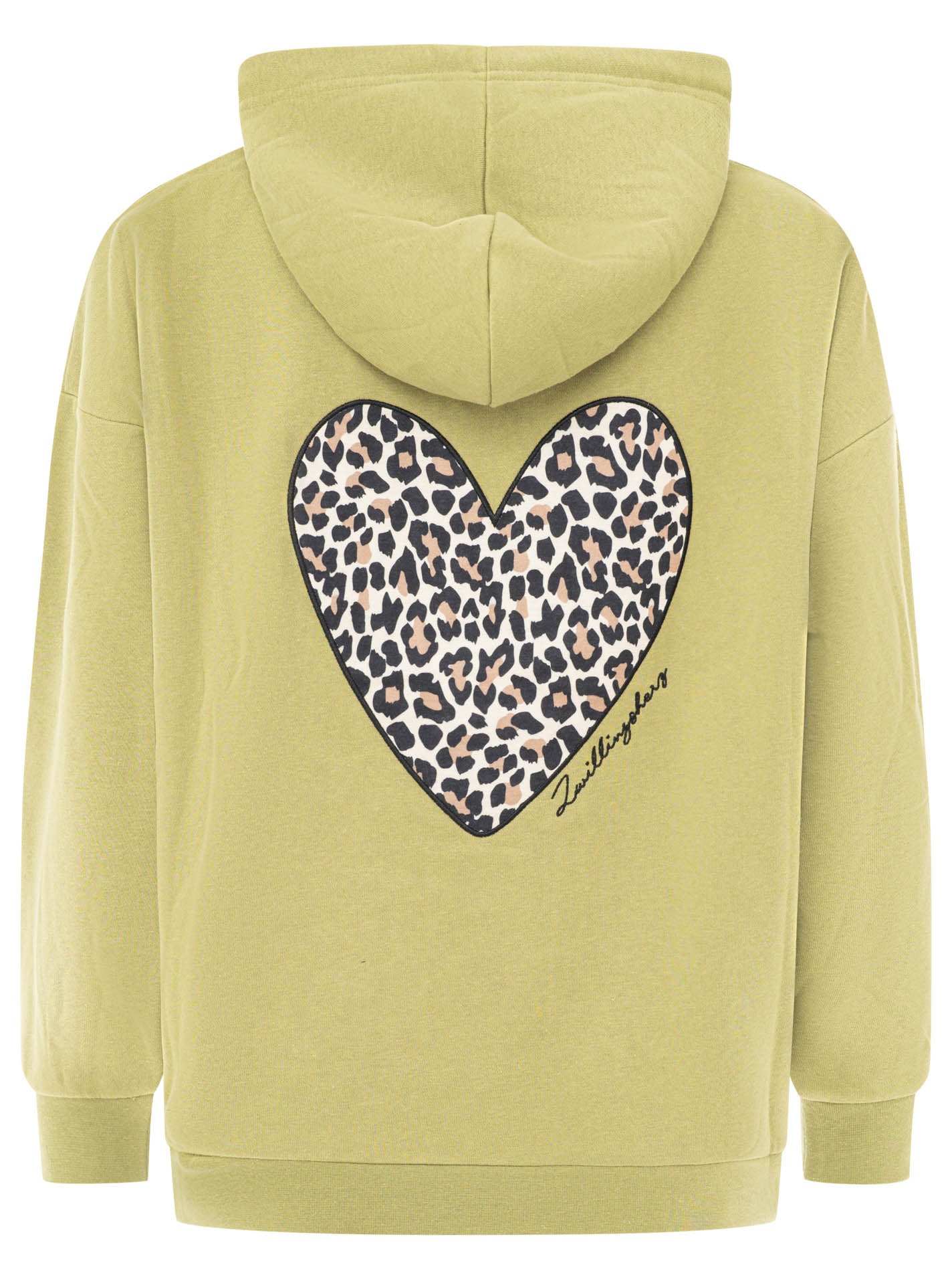 Oversized Hoody Leo Herz Olive Rückansicht