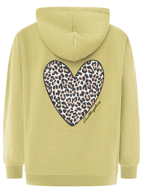 Oversized Hoody Leo Herz Olive Rückansicht
