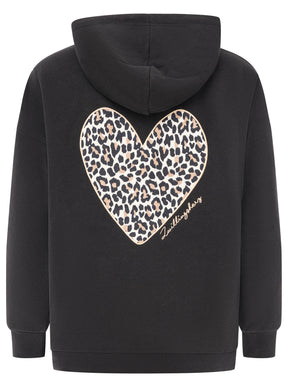 Oversized Hoody Leo Herz Schwarz Rückansicht