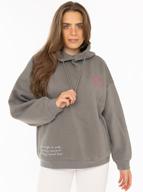Zwillingsherz Oversized Hoody SHINE BRIGHT Grau Detail