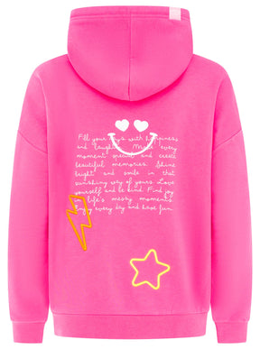 Zwillingsherz Oversized Hoody SHINE BRIGHT Neonpink