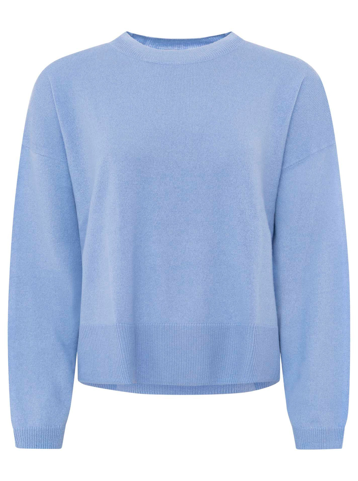 100% Kaschmir Rundhalspullover "Kastig" - Blau