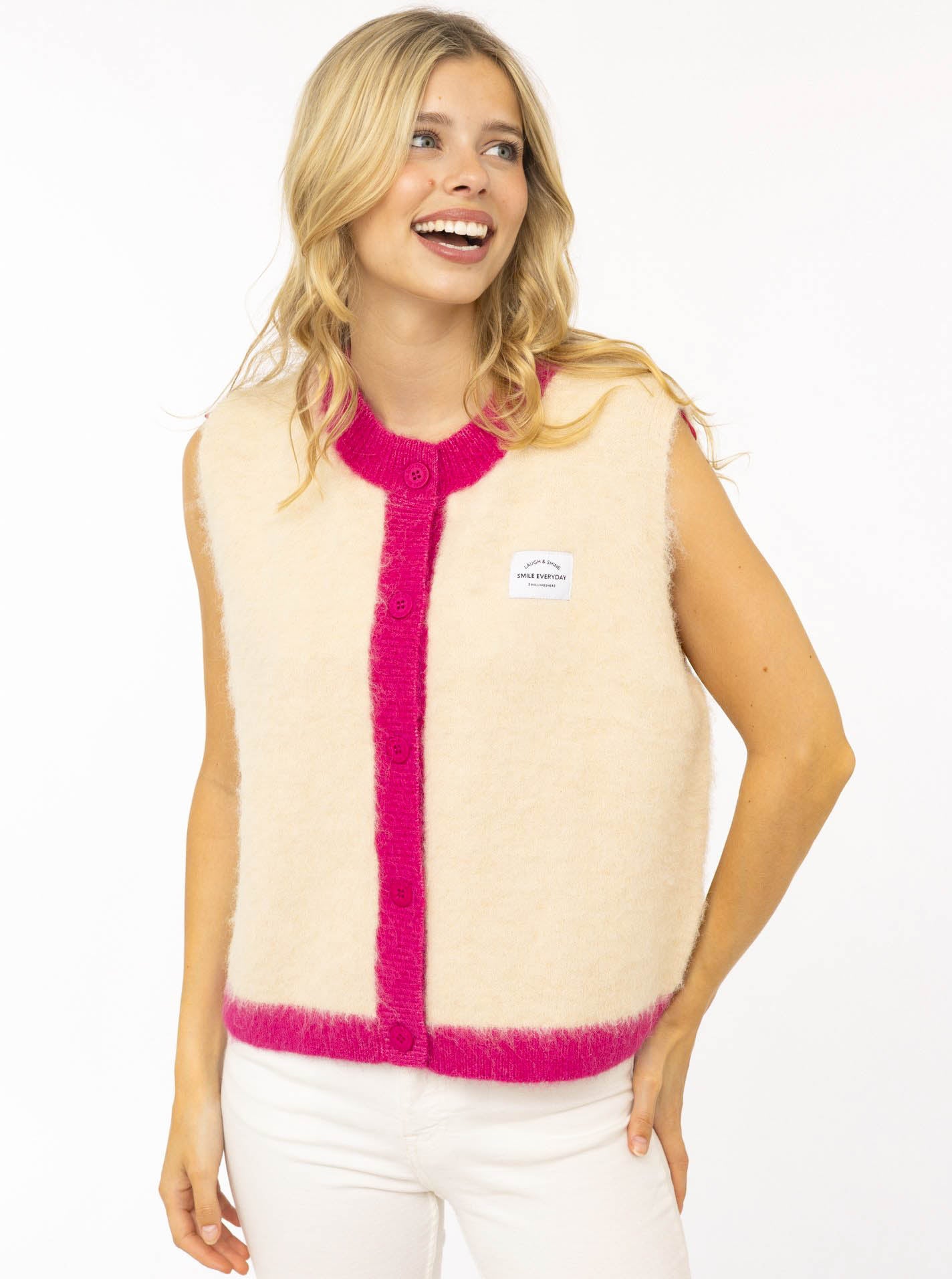 Zwillingsherz Strickweste "ZH Patch" - Hellbeige