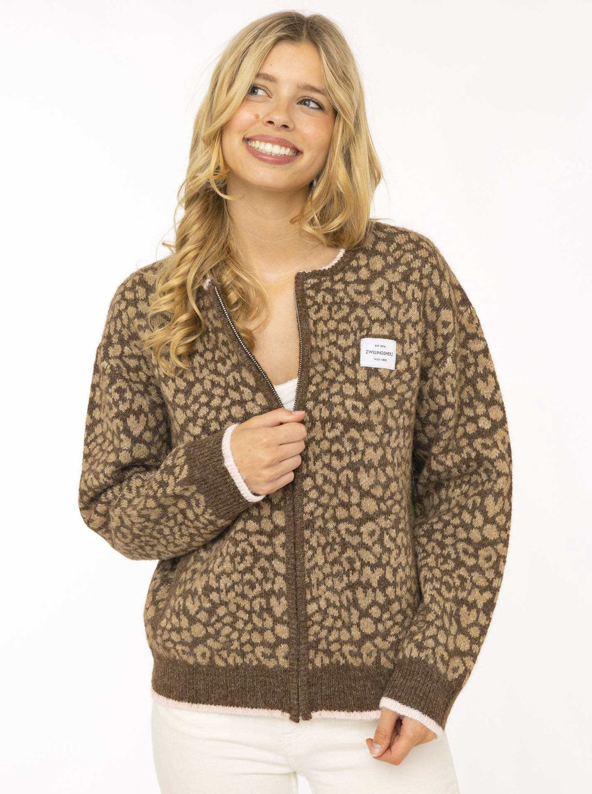 Zwillingsherz Strick Bomberjacke "Leo & Patch" - Braun