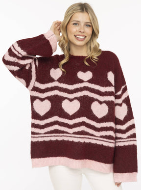 Zwillingsherz Pullover "Lovely" - Bordeaux