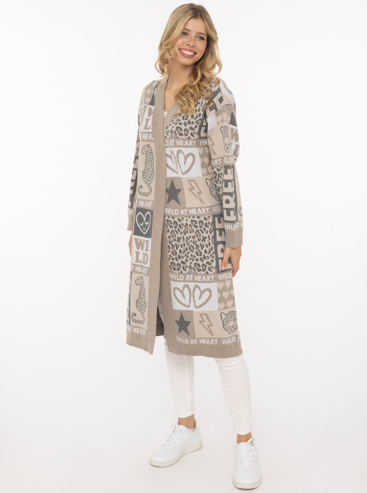 Zwillingsherz Long Cardigan "WILD" - Beige