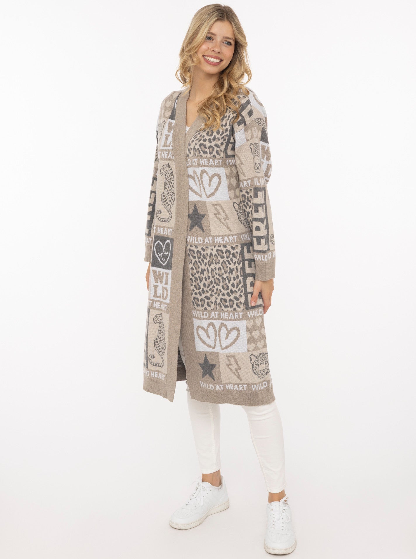 Zwillingsherz Long Cardigan "WILD" - Beige