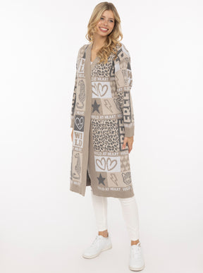 Zwillingsherz Long Cardigan "WILD" - Beige