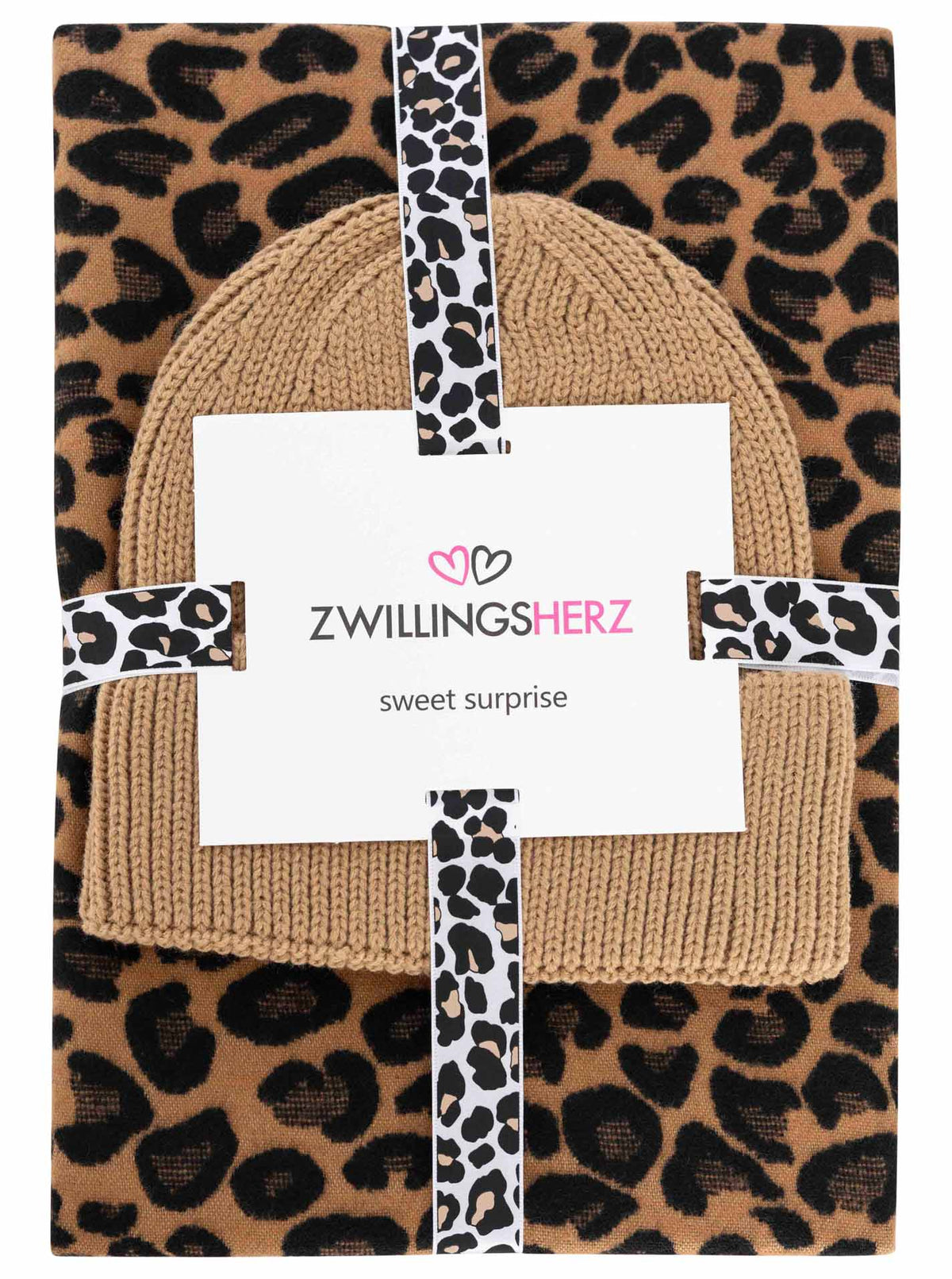 Zwillingsherz - Geschenk Set Mütze & Schal "Leo" - Braun