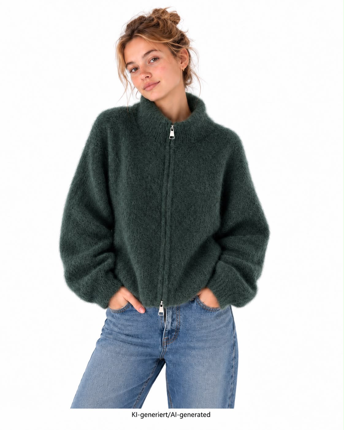 Flair - Kid Mohair Zip Jacke - Dunkelgrün