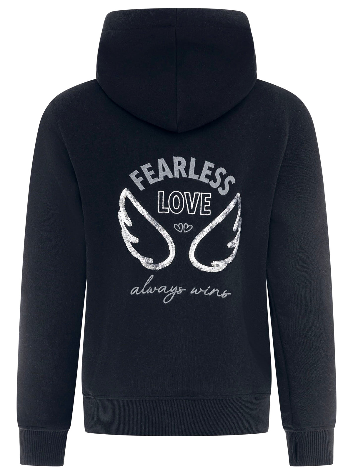 Zwillingsherz - Hoodie mit Pailletten "Love Wins" - Schwarz