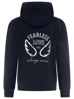 Zwillingsherz - Hoodie mit Pailletten "Love Wins" - Schwarz