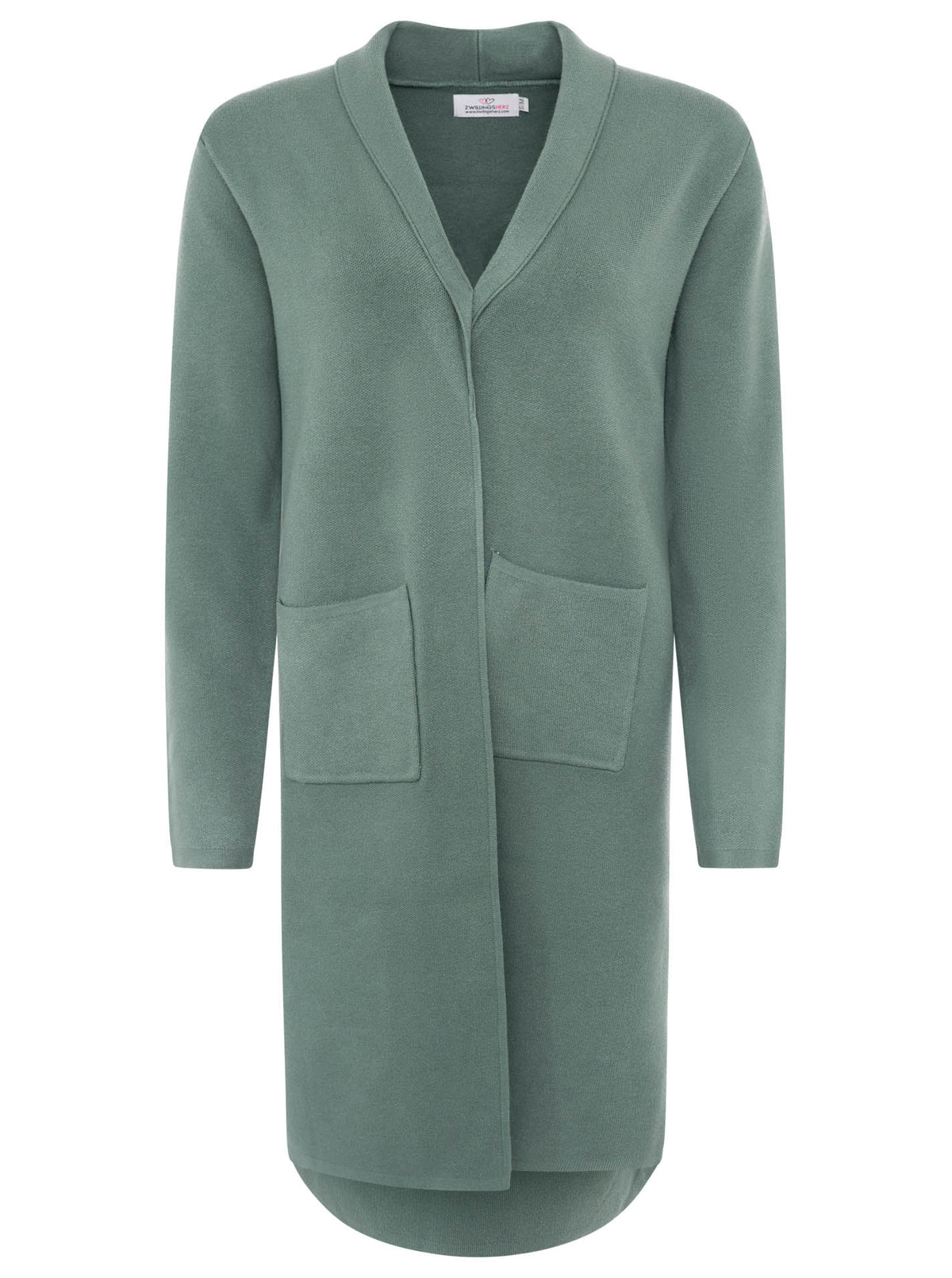Zwillingsherz Strickjacke mit Schalkragen "Jessy" - Salbei