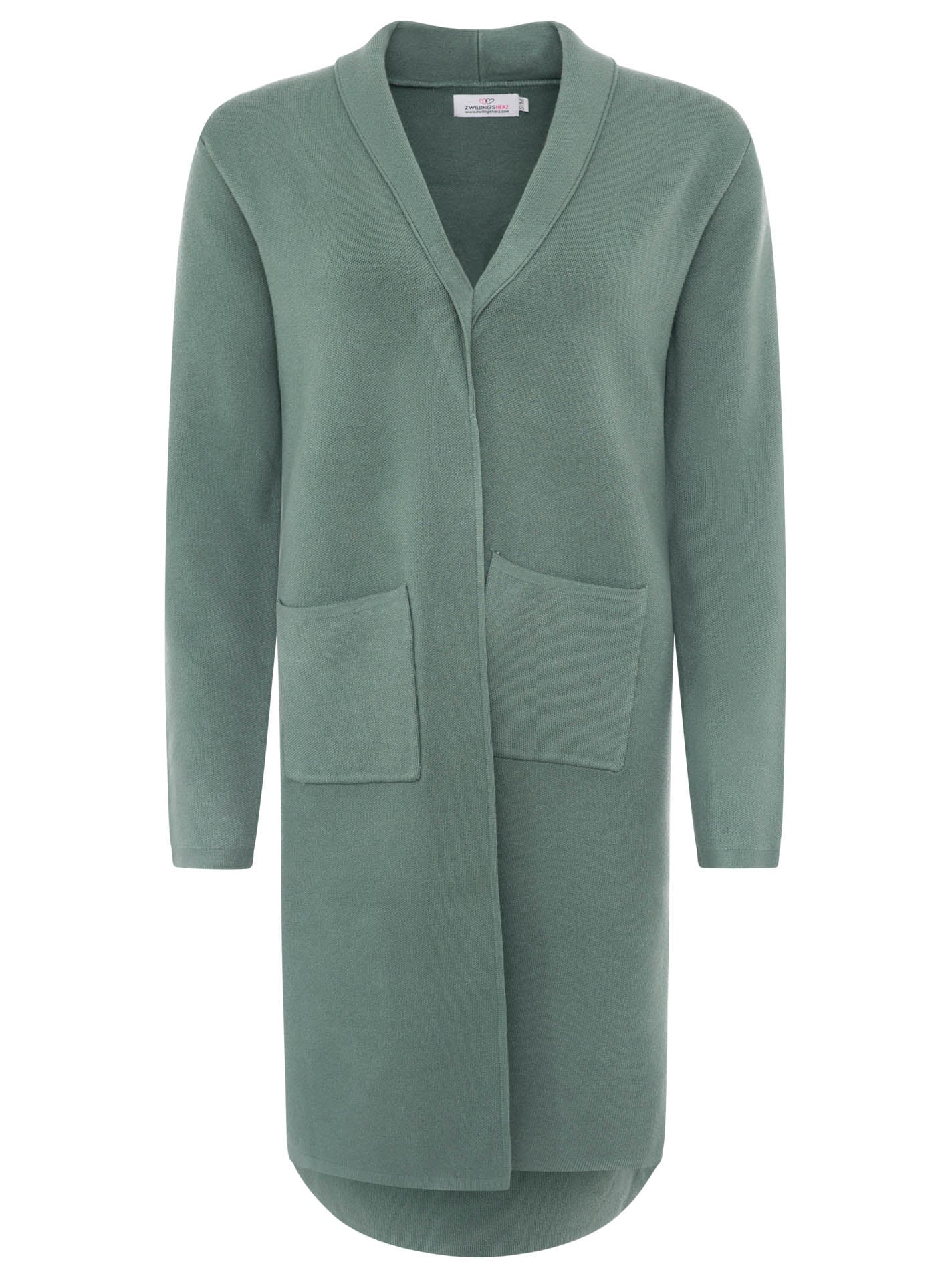 Zwillingsherz Strickjacke mit Schalkragen "Jessy" - Salbei