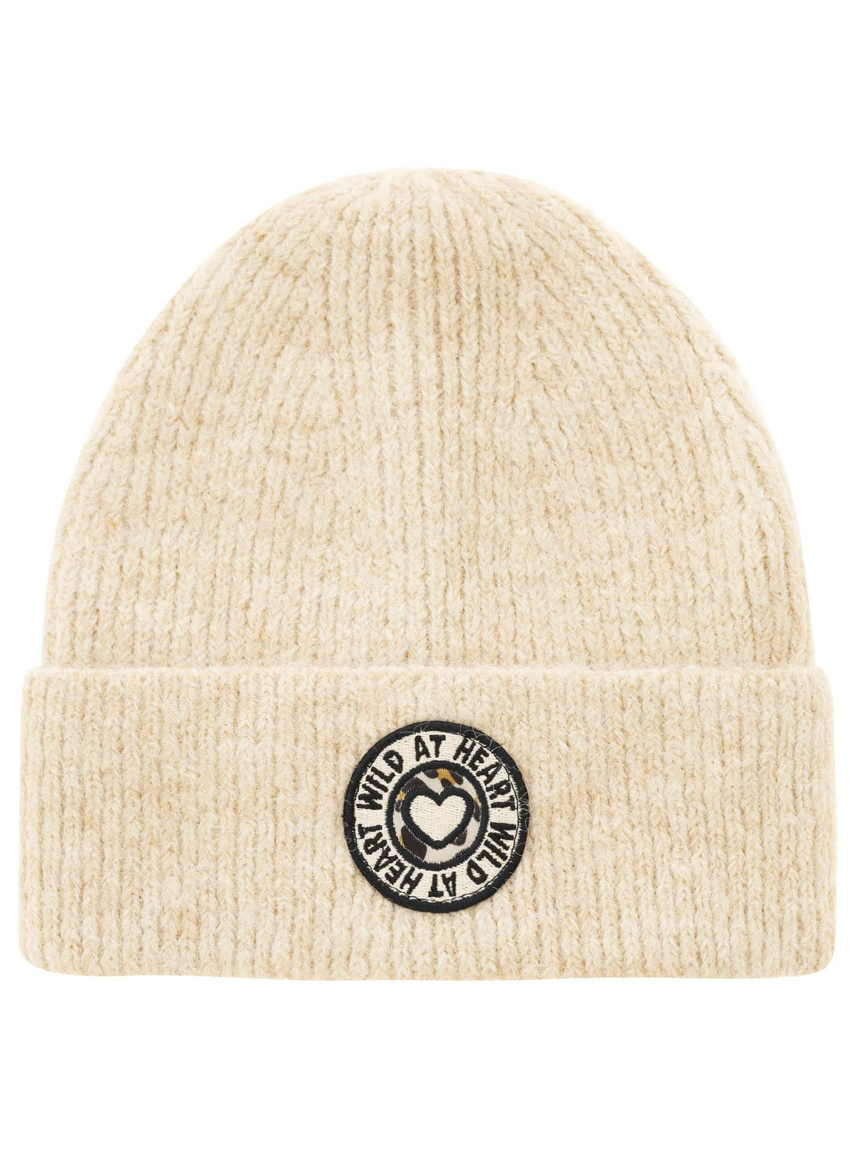 Zwillingsherz Umschlagmütze Wolle “Wild at Heart Leo” - Beige