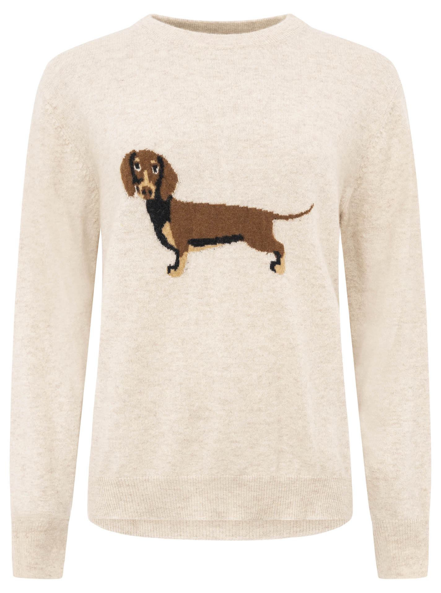 Zwillingsherz 100% Kaschmir / Cashmere Pullover Dackel - Beige