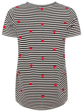 Zwillingsherz - T-Shirt Streifen "Streifen Herzen" - Marine