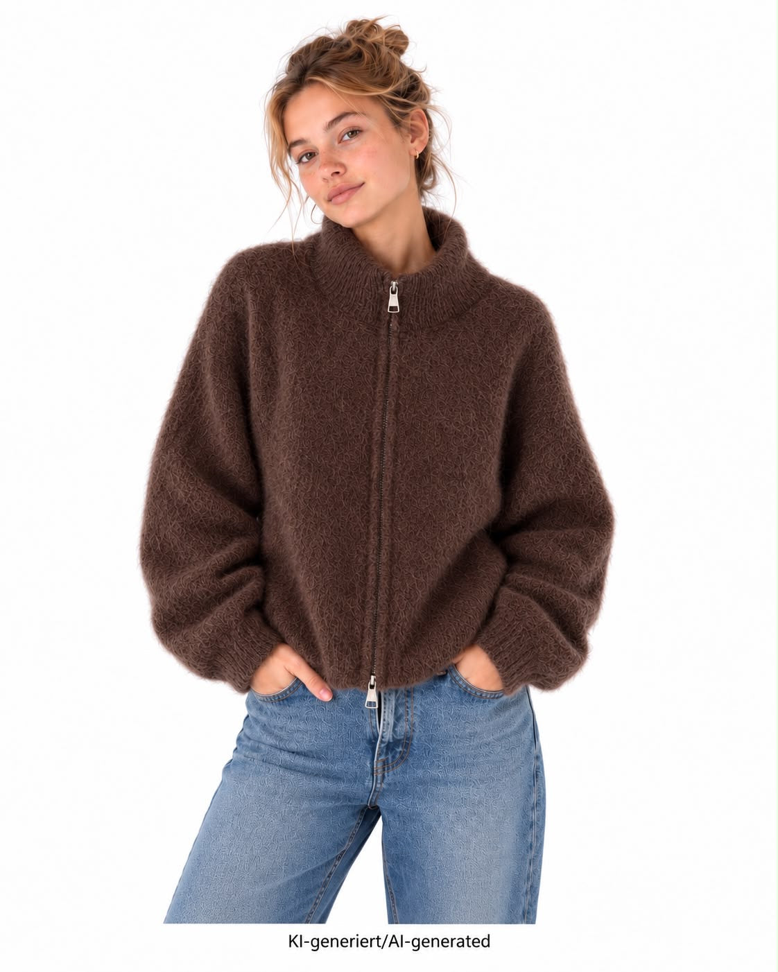 Flair - Kid Mohair Zip Jacke - Moccabraun