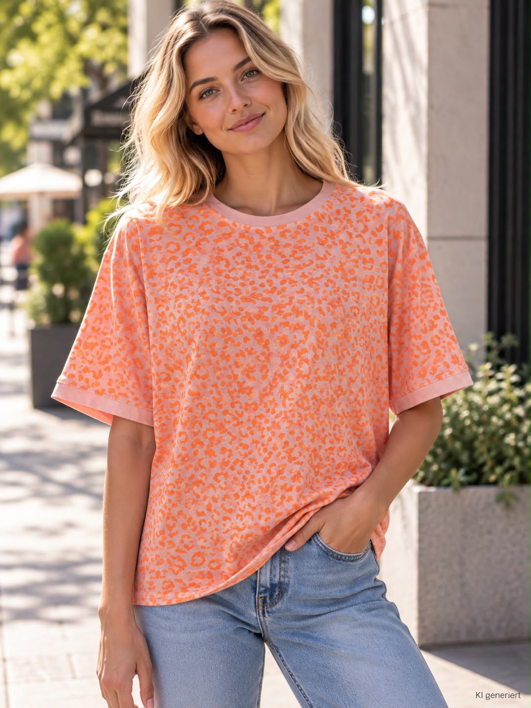 Zwillingsherz - T-Shirt "Leo-Print" - Orange