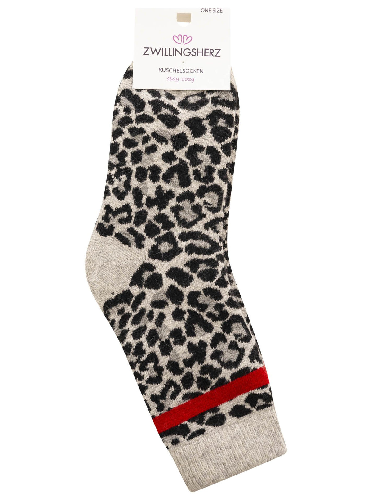 Zwillingsherz - Kuschelsocken Leo - Grau/Rot (2 Paar)