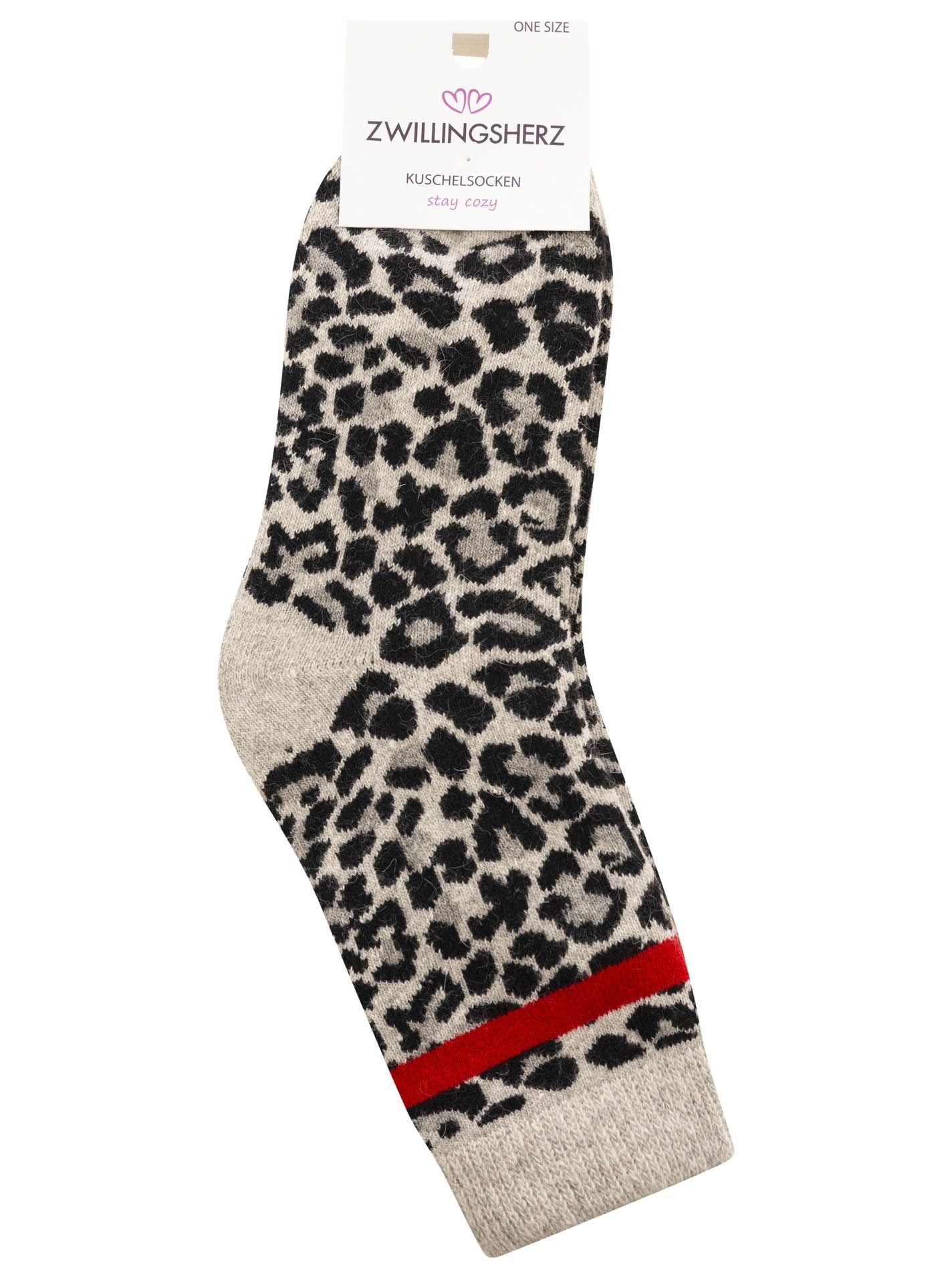 Zwillingsherz - Kuschelsocken Leo - Grau/Rot (2 Paar)