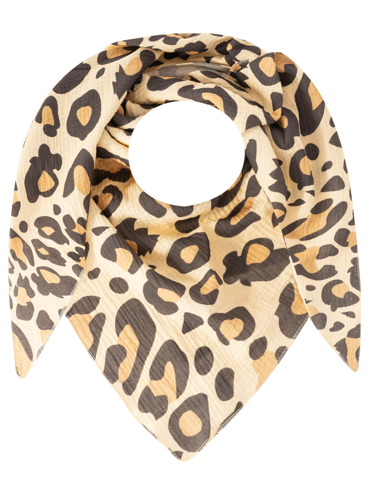 Zwillingsherz - Dreieckstuch "Musselin Leo Allover" Baumwolle - Beige/Schwarz