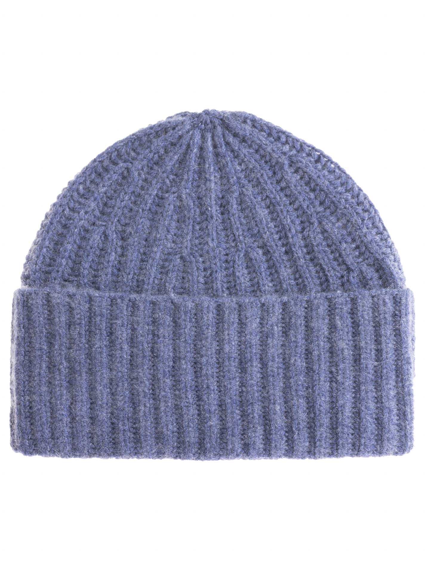 Zwillingsherz - Kaschmir Mütze "Grobstrick" (100% Cashmere) - Jeansblau