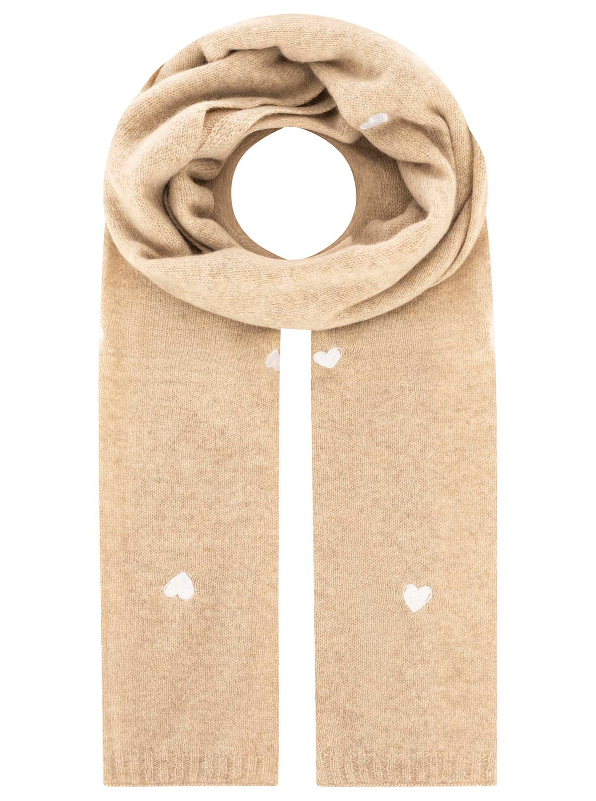 Zwillingsherz 100% Cashmere Schal "Herzchen" - Mittelbeige