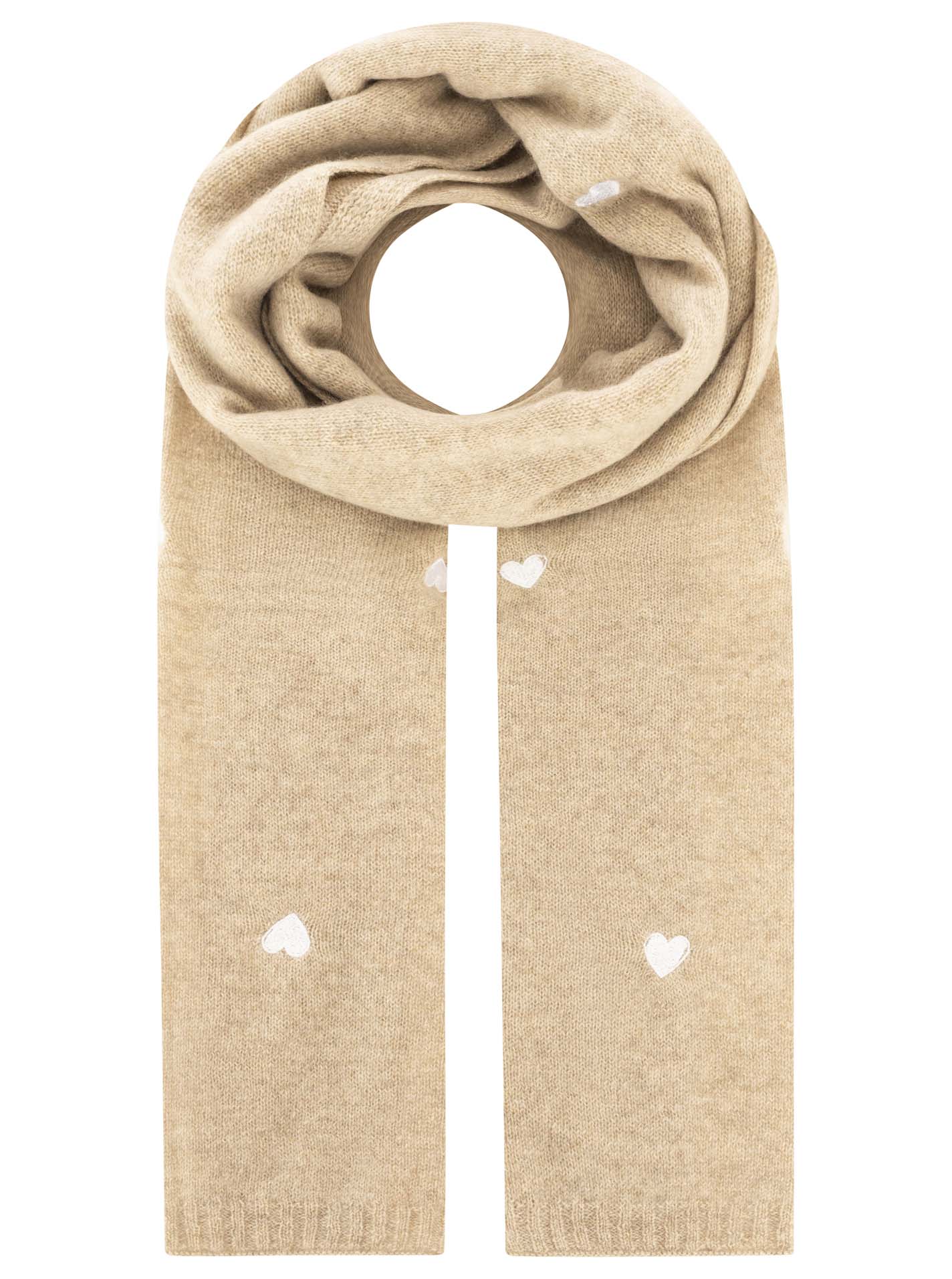 Zwillingsherz 100% Cashmere Schal "Herzchen" - Mittelbeige